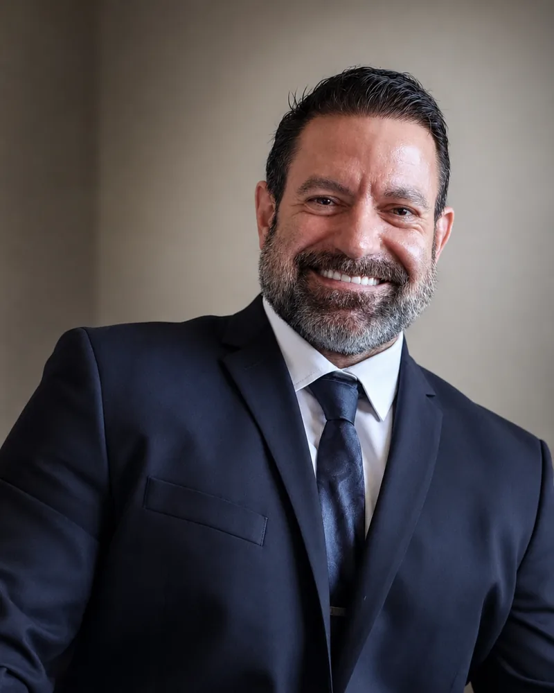 Approved media portrait of Aron Richotti in a navy suit